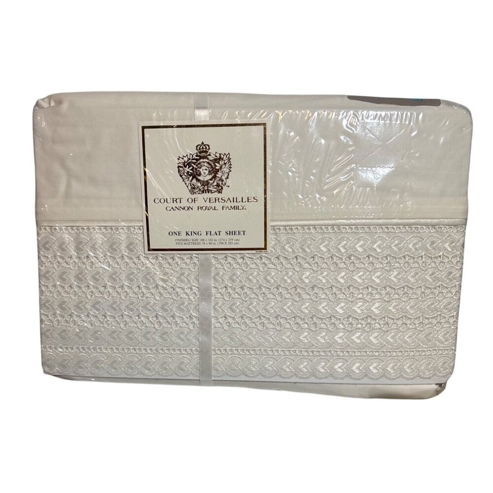 Court Of Versailles Cannon Royal Family King Flat Sheet 100% Cotton Pearl